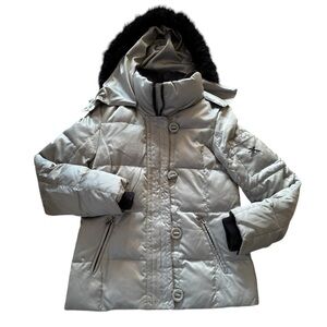 Women’s Zeroxposur Down Puffer Silver Jacket Removable Hood Size Small *read*